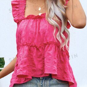 Ruffle Trim Wide Strap Top